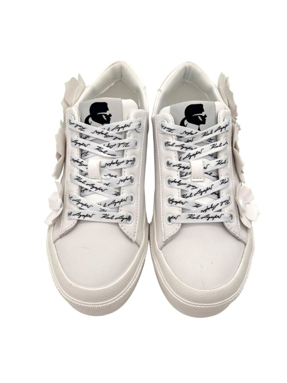 Karl Lagerfeld Georgia Shoes Womens Sneakers 5.5 Floral Design White Leather NEW - Picture 7 of 16